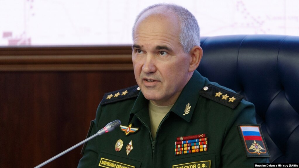 RUSSIA -- Colonel General Sergei Rudskoi of the Russian military's General Staff speaks to the media in Moscow, July 29, 2019
