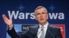 Генеральный секретарь НАТО Йенс Столтенберг выступает в заключительный день саммита в Варшаве. 9 июля 2016 года