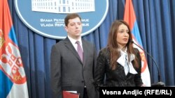 Shefi i Zyres së Serbisë në Kosovë Marko Gjuriq dhe ministrja e Drejtësisë e Serbisë, Nella Kuburoviq.