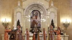 Armenia -- Catholicos Garegin II (C) holds an Easter Mass at St. Gregory the Illuminator's Cathedral, Yerevan, April 12, 2020.