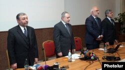 Armenia -- Alexander Arzumanian (L) and other leaders open a ongress of the Armenian Pan-National Movement party, Yerevan, 26Oct2013