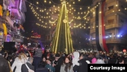 Syria - A Christmas tree in an Armenian neighborhood of Aleppo, December 22, 2016.