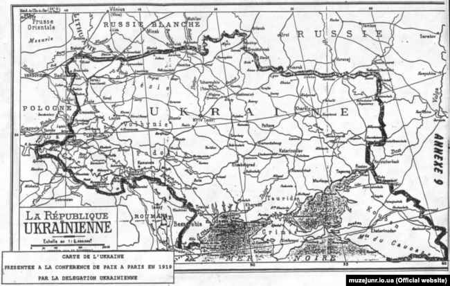 Карта Украины, представленная участникам Парижской мирной конференции делегацией УНР (1919)