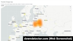 Скрыншот сайту Downdetector — праблемы з доступам да Youtube у Беларусі 31 ліпеня