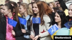 Украинские студенты на акции в поддержку евроинтеграции. 