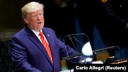 U.S. President Donald Trump addresses the 74th session of the United Nations General Assembly at U.N. headquarters in New York City, New York, September 24, 2019.