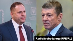 Председатель Офиса президента Украины Андрей Ермак (слева) и заместитель главы администрации президента России Дмитрий Козак