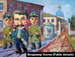 Сталин идет этапом в Вятский тюремный замок. Картина художника Владимира Усатова