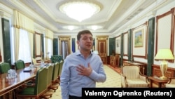 Zelenskiy in his office at the Presidential Administration building in Kyiv on June 19.