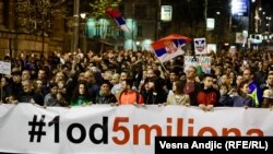 Imagini de la protestul de sâmbătă, de la Belgrad, 23 martie, 2019