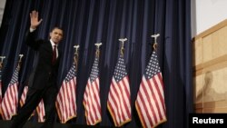 Американскиот претседател Барак Обама по конференцијата за Либија
