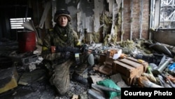 Twenty-two-year-old Serhiy Halyan during his tour of duty at Donetsk airport (Photo by Sergii Loiko)