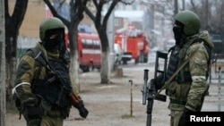 Russian special forces in Daghestan during a hunt for terrorists feared to be plotting attacks on the Sochi Winter Olympics.