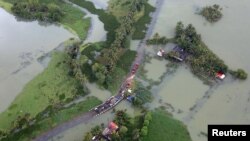 Zona e shtetit Kerala e përmbytur nga shirat më 2018.
