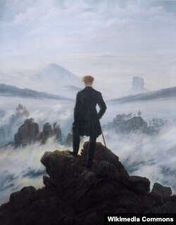 Репродукция картины Каспара Давида Фридриха "Странник над морем тумана"