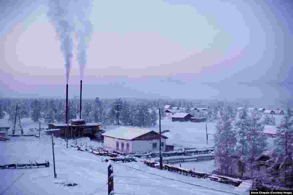 The village of Oymyakon, with its heating plant chugging coal smoke into the freezing air. It was dubbed "The Pole Of Cold" after recording a temperature of minus 71.2 degrees Celsius in 1933. The record freeze was just a few degrees shy of the minus 78.5 C temperature of dry ice.