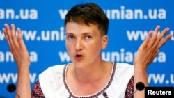 Nadia Savchenko made her announcement at a press conference in Kyiv on August 2.