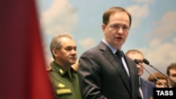 Russian Culture Minister Vladimir Medinsky (center, file photo)