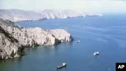 The Strait of Hormuz, a crucial 20-mile-wide sea link between the Persian Gulf oil-exporting nations and shipping lanes to oil-importing nations. File photo