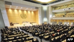 A UN Human Rights Council session at UN offices in Geneva in March 2008