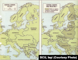 Europa Centrală în 1914 și 1919 (Sursă: BCU, Iași)