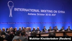 KAZAKHSTAN -- Members of the delegations take part in the peace talks on Syria in Astana, October 31, 2017