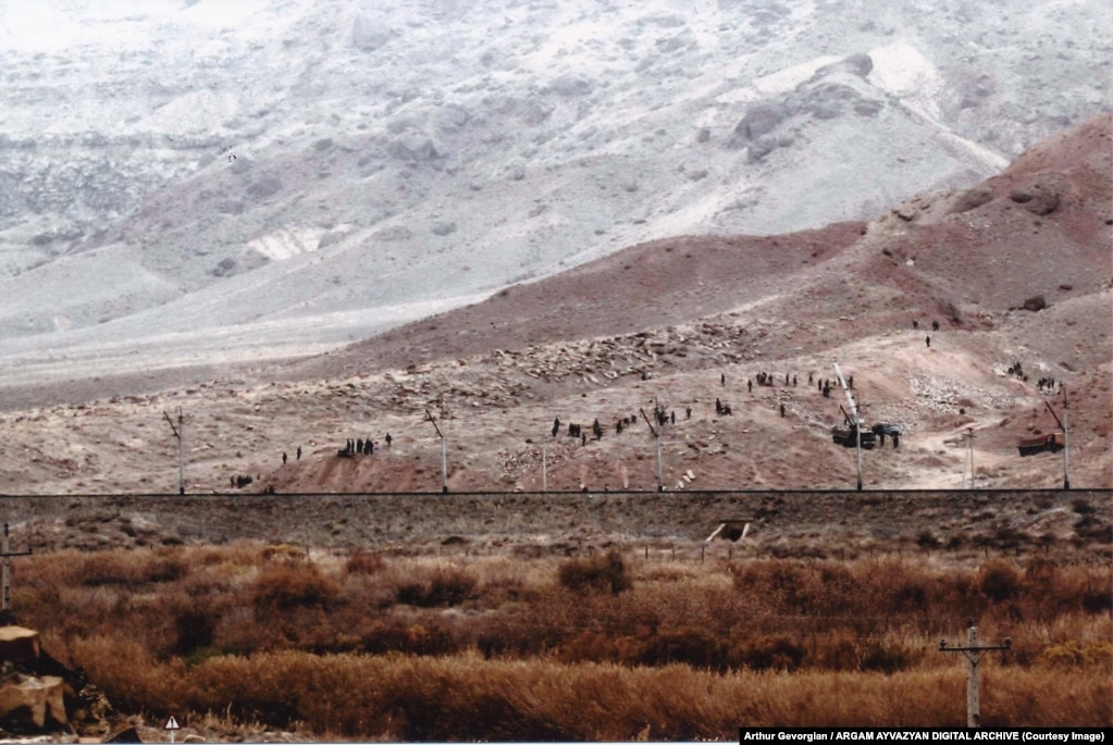 A photo taken from Iranian territory of the 2005 destruction.
