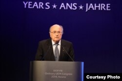 Sepp Blatter, președintele FIFA la Astana