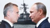 Photo collage. NATO Secretary General Jens Stoltenberg (left) and Russian President Vladimir Putin (combined photo)