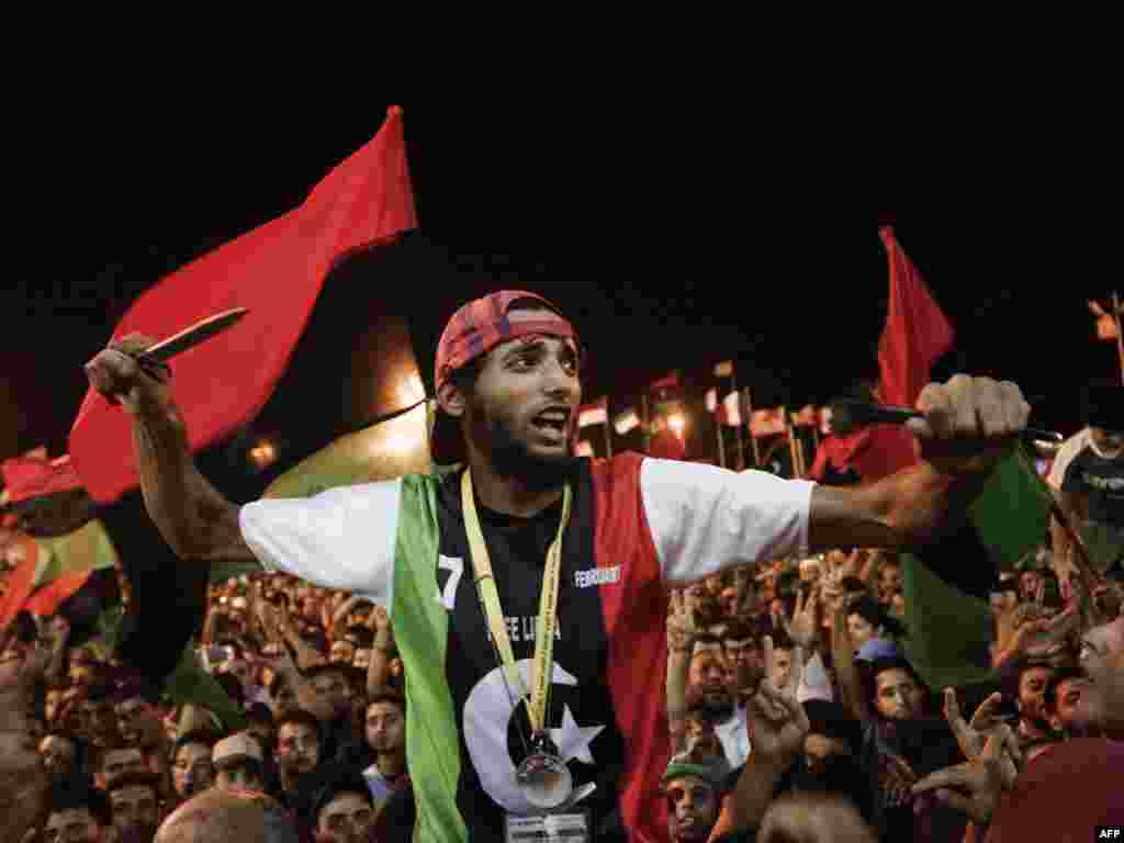 Celebrations went on through the night in Benghazi.