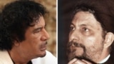 امام موسی صدر (راست) و معمر قذافی، رهبر پیشین لیبی که متهم به کشتن اوست