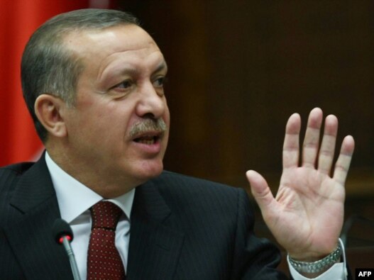 Turkey -- Prime Minister Recep Tayyip Erdogan addresses members of parliament from his ruling AK Party in Ankara, 19Apr2010