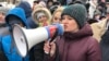 Лилия Чанышева на протестах в Уфе