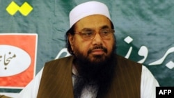 Hafiz Mohammad Saeed, the founder of Lashkar-e Taiba, attends a news conference in Rawalpindi on April 4.