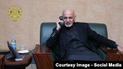 President Mohammad Ashraf Ghani during a phone call with American counterpart Donald Trump on February 10. 