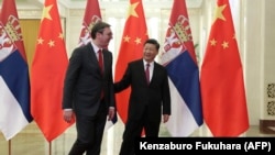 Српскиот претседател Александар Вучиќ со кинескиот претседател Си Џинпинг, Пекинг, 25 април 2019 година