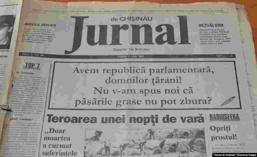 &quot;Jurnal de Chişinău&quot;, 7 iulie 2000, trecerea la republică parlamentară