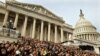 A crowd gathers on the East Steps of the U.S. House of Representatives for a national moment of silence in honor of the victims of the January 8 mass shooting in Tucson, Arizona.