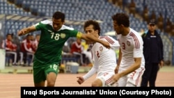 من مباراة العراق والامارات في الرياض في منافسات كأس الخليج 20تشرين الثاني 2014 (من الارشيف)