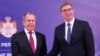 Serbia -- Russian foreign minister Sergey Lavrov and Serbian president Aleksandar Vucic, in Belgrade, June 18, 2020.