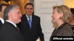 U.S. Secretary of State Hillary Clinton meets with Armenian Foreign Minister Eduard Nalbandian on the sidelines of the UN General Assembly last month.