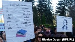 Un protest al sindicatelor din educație, Chișinău, 23 martie 2017