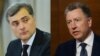The new sanctions were announced on the same day that the U.S. special envoy for the Ukrainian conflict. Kurt Volker (right) was due to meet with his Russian counterpart Vladislav Surkov (left).