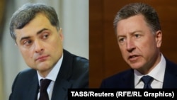 Kurt Volker (right), the U.S. special representative for Ukraine negotiations, and Russian envoy Vladislav Surkov (composite file photo)