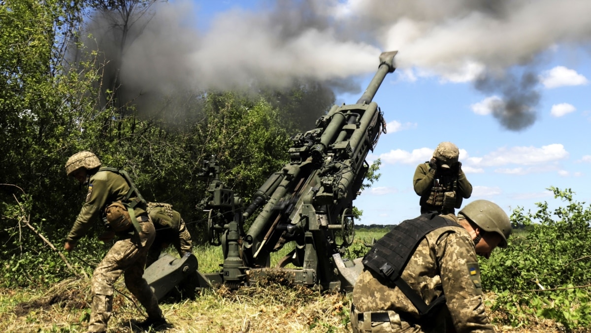 Ukrainian troops fire on a concentration of Russian equipment with a U.S.-made M777 howitzer near the front line in Donetsk region. Ukrainian officials often say the armed forces are repelling Russian aggression partly for the sake of Ukraine's European future.