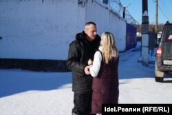 Danis Safargali was met outside the prison in the Kirov region by his wife on March 4.