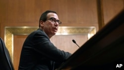 U.S. Treasury Secretary Steven Mnuchin testifies on Russia and economic sanctions before the Senate Finance Committee on Capitol Hill in Washington, February 14, 2018.