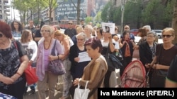 Families of the missing babies protest in Belgrade on May 17.