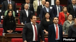 Armenia - Deputies from the Prosperous Armenia Party attend a parliament session in Yerevan, March 5, 2019.