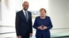 Екс-прем’єр-міністр України, лідер партії «Народний фронт» Арсеній Яценюк і канцлер Німеччини Анґела Меркель. Берлін, 5 жовтня 2018 року